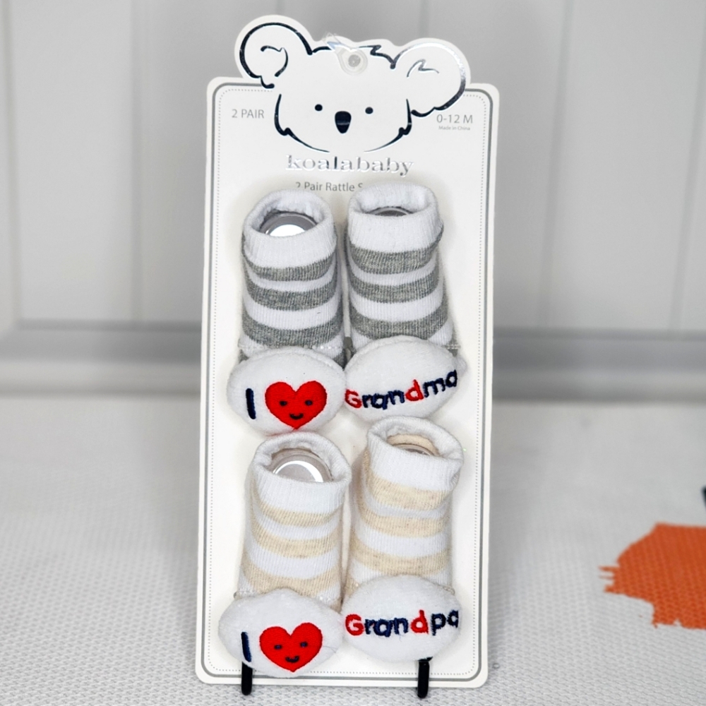 I Love Grandma/Grandpa NB Socks